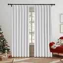 White Pinch Pleated Full Blackout Curtains Thermal Insulated Window Curtains 63 inch for Bedroom Living Room Darkening with Hooks Rings Back Tab Pinch Pleat Drapes, 2 Panels 40" Wx63 L