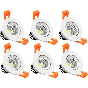 inShareplus 2 Inch LED Downlight, Recessed Lighting COB Dimmable, 5000K Daylight White, CRI80, Ceiling Lights with LED Driver, 6 Pack