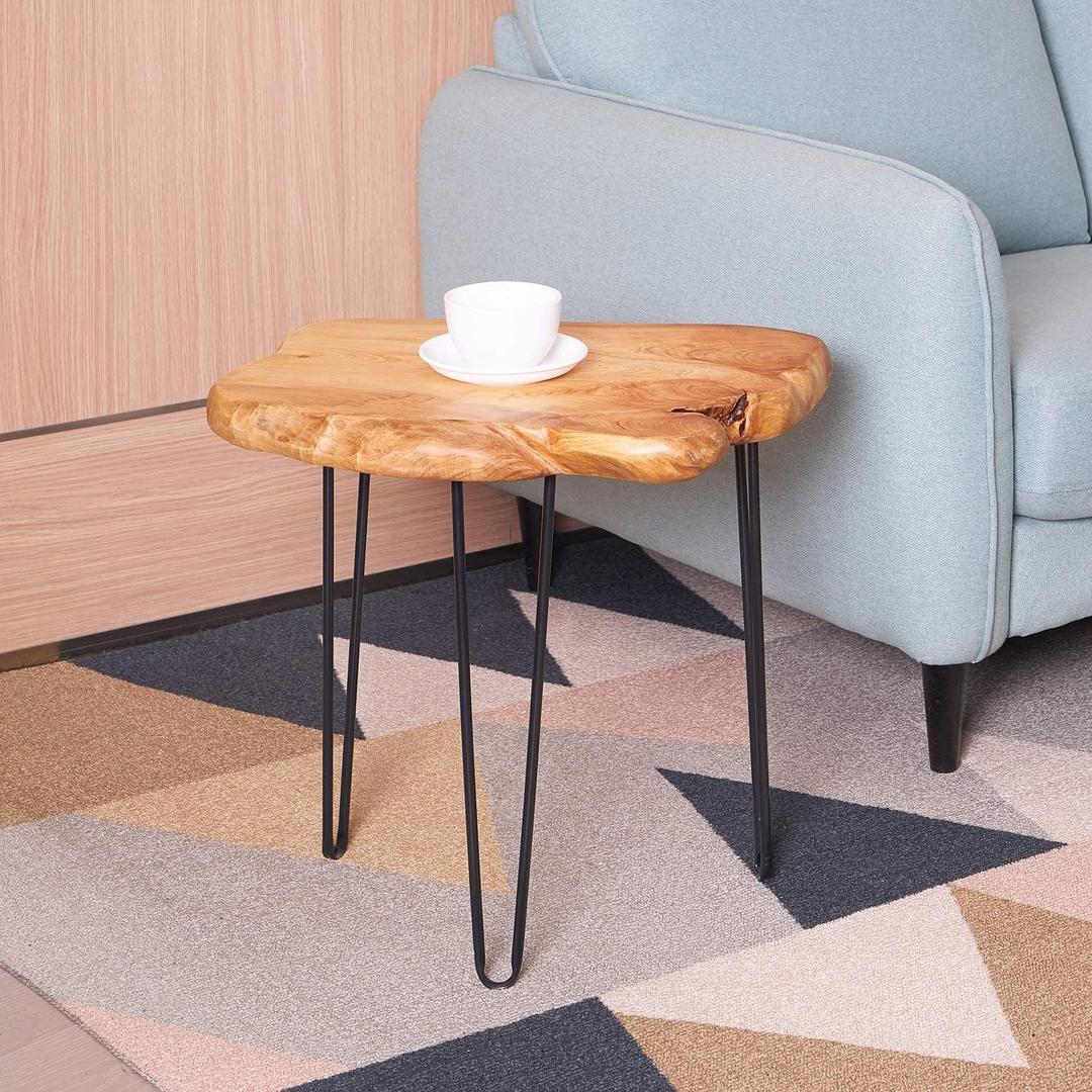 NXN-HOME Natural Edge Side Table, Live Edge End Table with 3 Hairpin Legs, Nightstand Plant Stand for Bedroom and Living Room(19" L x 16" W x 20" H)