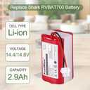 Replacement Battery RVBAT700 for Shark Ion RV700, RV720, RV750, RV755, Ecovacs Deebot N79, N79S, DN622, Eufy 11, 11S, 12, 15C, 15T, 25C, 30, 30C, 35C Robotic Vacuum Cleaners Lithium Batteries, 14.4V 2900mAh