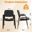 CLATINA Waiting Room Guest Chair with Bonded Leather Padded Arm Rest for Office Reception and Conference Desk Black 2 Pack