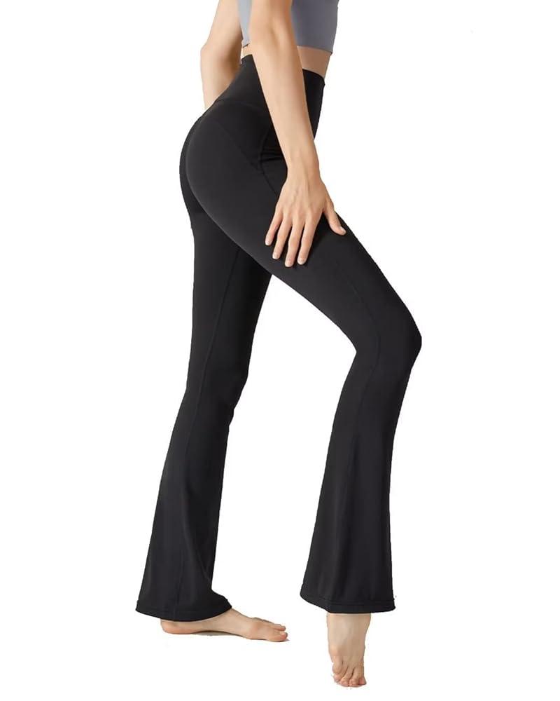 Women Sports Flare Yoga Pants Stretch High Waist Fitness Legging, Black, Medium (Pack of 2)