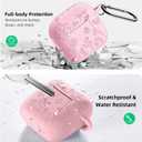 Lerobo for Airpods 4 Case Cover with Cleaner Kit, Cute Flower Engraved Silicone Protective Case Cover with Keychain Compatible with Apple Airpods 4 Case 2024 for Women and Girls, Pink