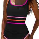 popvil Women's One Piece Swimsuits 2025 Tummy Control -Slimming Bathing Suit Neon 1 Piece Beach Outfit Sexy Sport Swim Suits (Large)