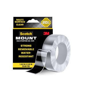 Scotch-Mount Multi-Purpose Gel Tape, Double-Sided Tape for Heavy Duty Applications, Removable Mounting Tape, Nano Tape, Water-Resistant Clear Mounting Tape, Holds up to 20 lbs, 1-Pack
