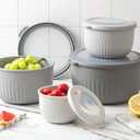 COOK WITH COLOR Prep Bowls with Lids- Wide and Deep Nesting Plastic Small Mixing Bowl Set with Lids, 8 Piece Set - Deep Bowls, Gray