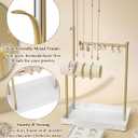 Jenseits Jewelry Organizer Stand with Ring Holder - 3-Tier Gold Jewelry Holder Tower with Velvet Tray, Necklace Holder, Bracelet & Earring Display Stand for Women, Gift for Her