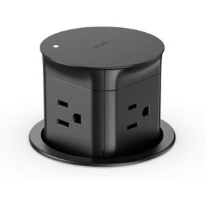 Jgstkcity Pop up Outlet for Kitchen Counter Island,Pop Out Outlet Station with 15 Amp Receptacle Outlet, Splash Resistant,3.15" Diameter,Conference Table Power Hub,ETL Listed (4 Outlets & 0 USB-0, Black)