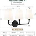 Bathroom Light Fixtures, Matte Black Vanity Lights with Flared White Fabric Shade, 3 Light Wall Sconce, Modern Sconces Wall Lighting for Hallway Bedroom, VL837-MB-3