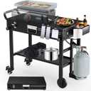Portable Griddle Stand for Blackstone 17 Inch & 22 Inch - Heavy-Duty Grill Table for Blackstone, Ooni Pizza Oven, Ninja Outdoor Grill Cart with Wheels, Gas Tank Holder & Storage