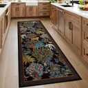 GarveeHome Jungle Rug 2.5x8 Kitchen Runner Rug Non Slip Washable Runners for Hallways, Animal Print Runner Rugs with Rubber Backing Soft Low-Pile Forest Long Carpet for Bedroom Entryway Laundry, Black