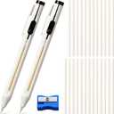 Motiskyy 28 Pcs Chalk Pencil Refillable Cartridge Set, Sewing Chalk Pen and White Refill Tailors Pencil for Marking Fabric Patterns