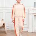 Fuermos Kids Girls Clothes 2 Piece Outfits Colorblock Casual Hoodies Long Sleeve Fashion Sweatshirts and Sweatpants (9-10 Years, Apricot)