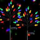 Solar Christmas Lights Outdoor Waterproof, Solar Powered Xmas Stake Lights Decorations with 20 Colored Strawberries and 2 Modes for Outside, Pathway, Yard, Walkway, Lawn, Grave, Holiday Decor(2 Pack)