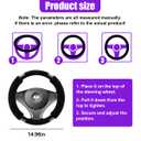 DEAELF Bling Rhinestone Fluffy Car Steering Wheel Cover, 15 Inch Soft Elastic Auto Steering Wheels Protector Decoration, Warm Comfortable Car Interior Accessories for Women Girls (Black)