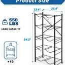 5 Gallon Water Bottle Holder for 10 Bottles, 5 Tier Double Row Water Jug Rack with Detachable Heavy Duty Metal Frame, Space Saving Water Jug Stand for Office, Kitchen, Garage, Gym, and Restaurant