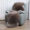 HUAHOO Premium Genuine Sheepskin Rug Camel Real Australia Sheepskin Natural Lambskin Fur Area Rug Seat Covers for Kids Bedroom Sofa Chair Cover Pets Dogs Mat Double Pelt/2' x 6' Mushroom