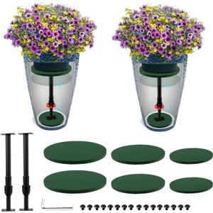 2 Pack Adjustable Height Plant Risers for Inside Pots, 12-21" Planter Inserts for Large Pots, Pot Fillers for Tall Square Round Taper Planters (6" 8" 10" Base or Top)