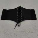 JASGOOD Womens Elastic Costume Waist Belt Lace-up Tied Waspie Corset Belts for Women (Fit Waist Size 26"-29", Black)