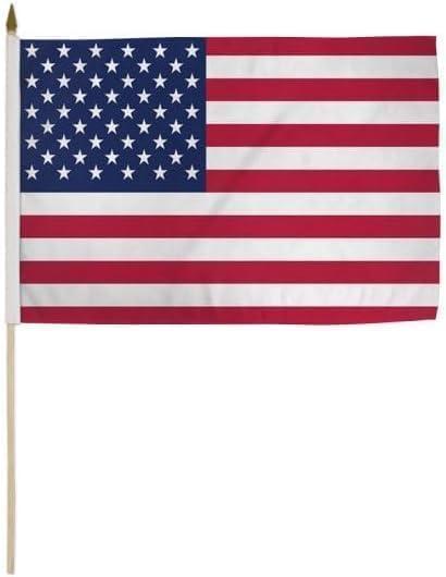 American Flag On Stick Independence Day Flags Bandera Para USA Handheld Outdoor Table Decor Auto Accessories Decorations For 4th Of July Memorial 911 USA Poster Sign Gift For Him Patriotic Decor, 18"L x 12"W