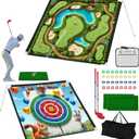 2-IN-1 Portable Golf Chipping Game Set 66FT 2PCS Adjustable Golf Practice Mat with 3-Level Golf Clubs 40 Sticky Balls for Indoor Outdoor Training Playing Chipping Golf Game Practice For Golfers