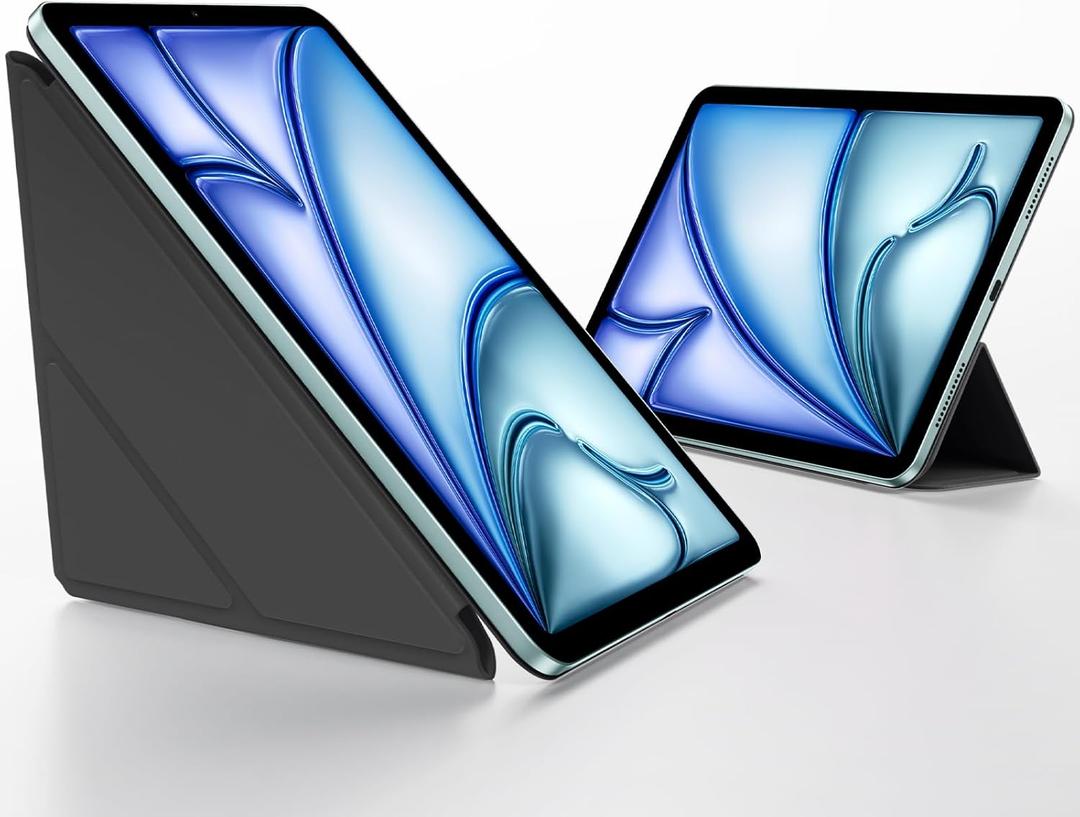 SMARTDEVIL Y-Fold Case for iPad Air 11 inch (M3/M2) 2025/2024 with Pencil Holder, Y-fold & Trifold Stand Cover with Slim Stand Hard Back Shell, Auto Wake/Sleep, Black