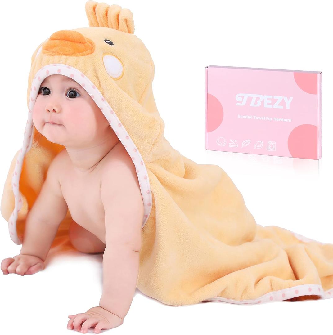 Baby Hooded Towel with Unique Animal Design Ultra Soft Thick Cotton Bath Towel for Newborn (Chick)