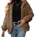 Vipwest Women's Faux Fur Cropped Coat Fall Winter Warm Fleece Jackets Full Zip Sherpa Jacket, Size S