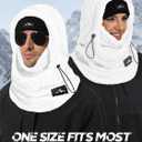Ski Mask Balaclava for Women Men Windproof Fleece Winter Face Mask Cold Weather Hat Neck Warmer (White)