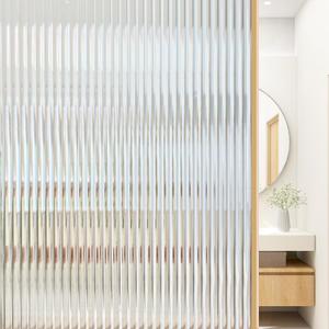 Window Privacy Film, Frosted Reeded Glass Cling, 3D Decorative Coverings with UV Blocking, Adhesive Stickers for Bathroom Doors Cabinet (23.6x157.4 In, Translucent)