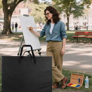 Art Portfolio Bag, 25 x 36.5 Inch Art Portfolio Case, Black Carrying Storage Case for Poster, Sketching, and Drawing