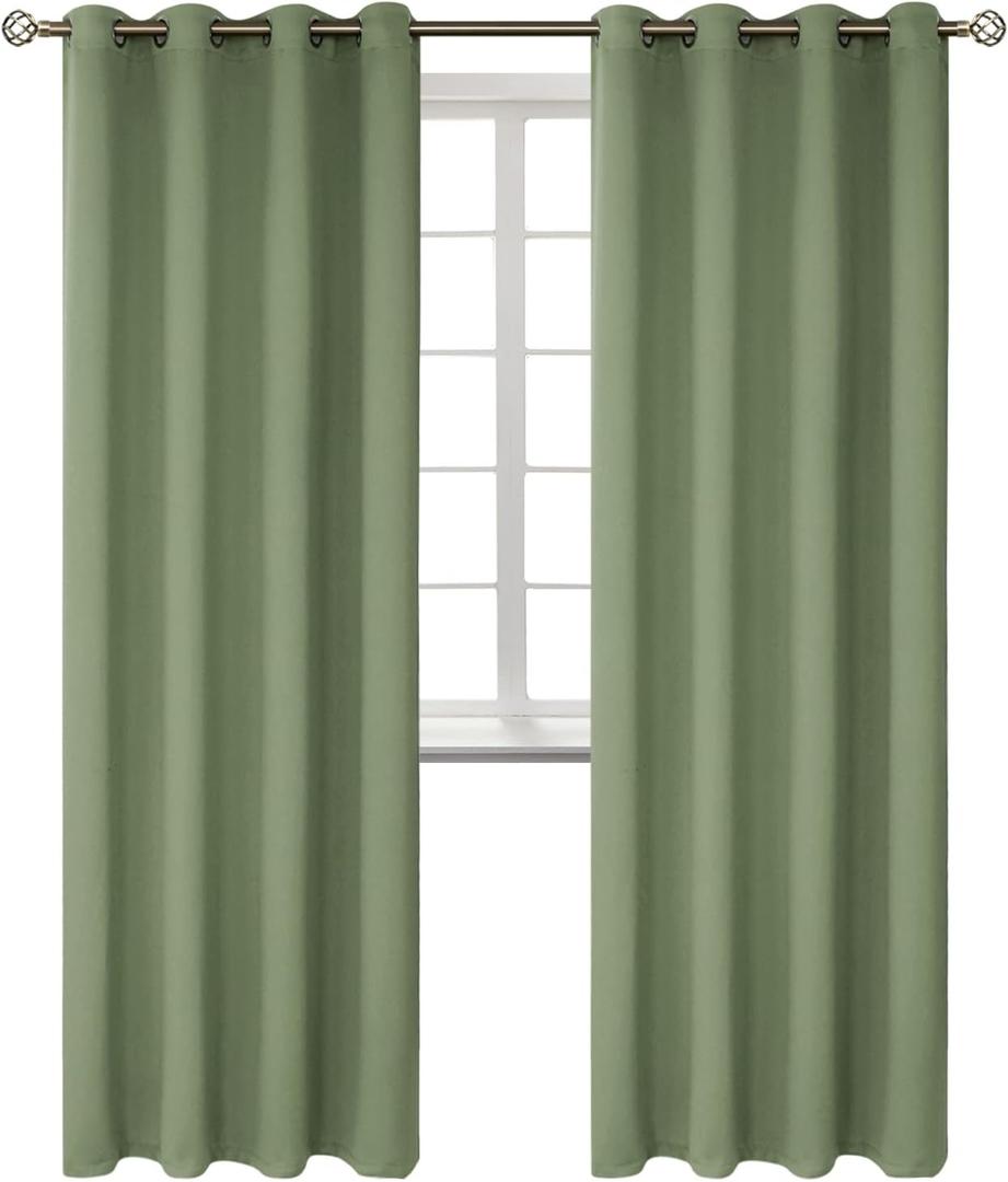BGment Room Darkening Curtains 84 Inches Long - Grommet Thermal Insulated Drapes Window Treatment Curtains for Bedroom, 2 Panels, 52 x 84 Inch, Grass Green