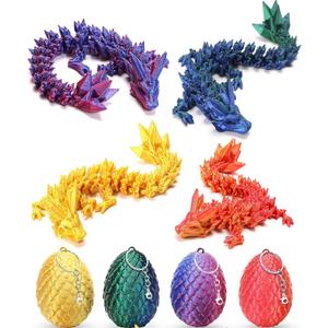 4 Pcs Mini 3D Printed Dragon Eggs with Dragons Inside, Articulated Crystal Dragon in Dinosaur Egg, Birthdays, Halloween Decorations Indoor Outdoor for Girls Boys (MINI-YS)