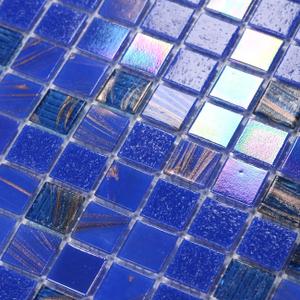11.5 Sq.Ft Iridescent Cobalt Blue Glass Mosaic Tiles, 12.9" Sheets (10-Pack), Waterproof Mesh-Mounted for Swimming Pool & Shower Floor, Grout Required (Not Peel and Stick), 4mm Dark Blue