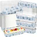 100Pcs Mini Loaf Pans with Lids,6.8oz Rectangular Aluminum Foil Baking Pans Disposable Mini Cake Pans,Chinoiserie