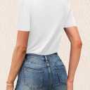 Agnes Urban Womens Tops Dressy Casual V Neck Short Sleeve Shirts Summer Loose T Shirts Trendy Tops Tunic Blouses (White, XL)