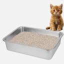 Stainless Steel Cat Litter Box for Big Cats,Large Metal Cat -Easy to Clean,Small Stainless Steel Litter Box(17.5" L x 13.6" W x 4.1" H).