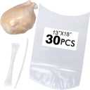 Poultry Shrink Bags, chicken bag, 30Pack 13x18 Inches Clear Poultry Heat Shrink Wrap Freezer With 30 Zip Ties, a Silicone Straw for Chickens, Rabbits