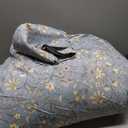 Smoky Blue Botanical Cotton Comforter Queen Size - 3PC Lightweight Bedding Sets with Soft Fill, Luxurious Vintage-Inspired Floral Patterns, Light Gray Striped Reversible Design