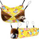 petonfun Ferret Rat Hammock Guinea Pig Hideout Toys Large Soft Small Animal Bed Sugar Glider Chinchilla Squirrel Hammock Set for Cage Accessories Pet House Hamster Hang Tunnel and Tube,2 Pack,Yellow
