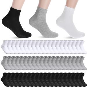 Bulk Socks 60 Pairs Thin Crew Socks for Men & Women - Pack of Sock with Moisture-Wicking Technology - Breathable Sport Casual Sock in Bulk Pack (One Size)