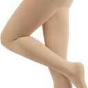 Compression Pantyhose Stockings for Women Men, 20-30 mmHg Medical Graduated Support Opaque Closed Toe Hose Tights (Small, Beige)