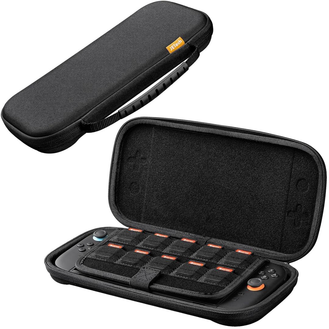 JETech Slim Carrying Case for Nintendo Switch 2 (2025) 7.9 Inch, Hard Shell Portable Travel Bag with 10 Game Card Slots, Lightweight Anti-Scratch Protection (Black)