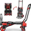 330LB Folding Hand Truck Heavy Duty Carrying, Combination of Four Wheels and Two Wheels Convertible Dolly Cart with Retractable Handle Dolly for Moving Office Carts.