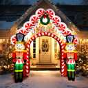 WBHome 10 Ft Christmas Inflatable Gingerbread Candy House with Nutcrackers Outdoor Decorations, Giant Xmas Blow Up Yard Decor with Built-in LED Light for Lawn Home Party Indoor Outdoor