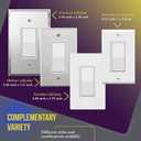 2 x ENERLITES Decorator Paddle Rocker Light Switch, Gloss Finish, Single Pole, 3 Wire, Grounding Screw, Residential Grade, 15A 120V/277V, UL Listed, 91150-W-10PCS, White (10 Pack)