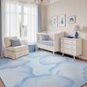 Blue Cute 8x10 Area Rugs for Nursery Playroom Soft Rugs for Living Room Bedroom Dining Room Washable Non Slip Cozy Neutral Rug for Kids Baby Boy Toddler