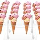 Acrylic Ice Cream Cone Cupcake Stand with 16 Holes - Great for Birthday Parties and Celebrations,Hole Diameter of 1.5 Inches