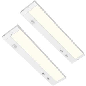 Under Cabinet Lighting Plug in,10W 120V 3 Color 3000K/4000K/5000K,3 Brightness,Super Bright,Ultra Thin Under Counter Lights for Kitchen,Linkable LED Cabinet Light(18inch,White,2Pack)