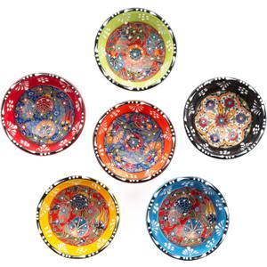 Ceramic Small Dipping Bowls Set of 6, 3.5 Oz Soy Sauce Dish, Handmade Charcuterie, Colorful Pinch, Dishwasher & Microwave Safe, 3.2'' Mini (FLOWER BLOOM)